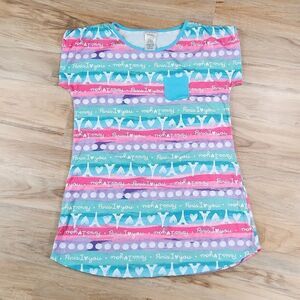 🧚‍♂️Steve Pink & Turquois Paris I Love You Eiffel Tower Nightgown Size 14